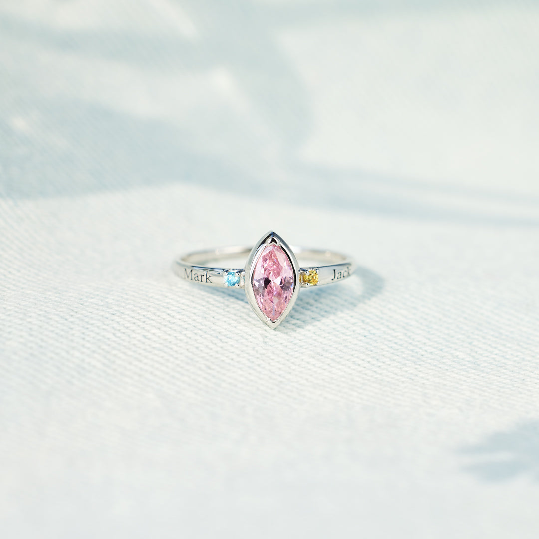 1-8 Names & Birthstones Marquise Ring