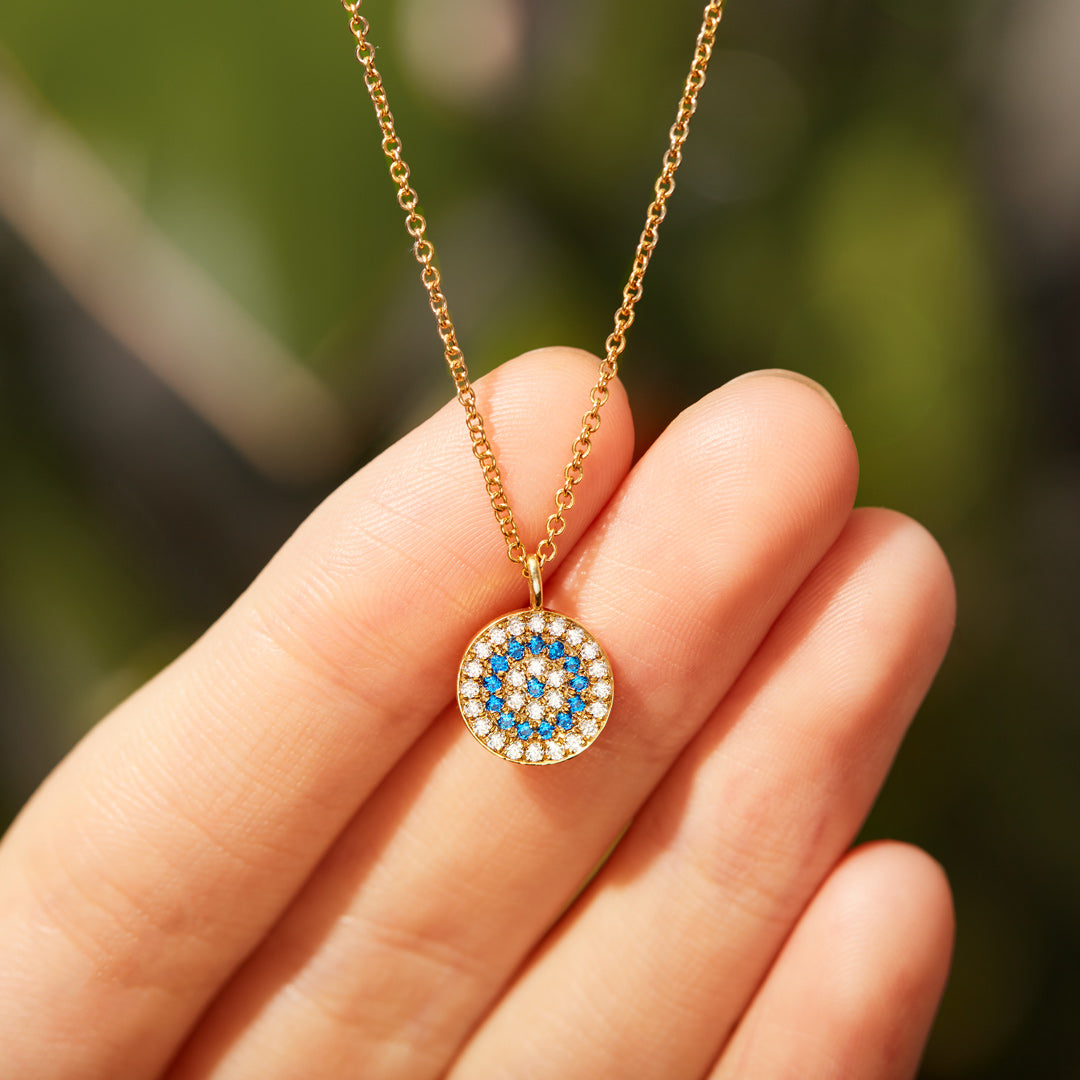 Evil Eye Disc Pendant Necklace