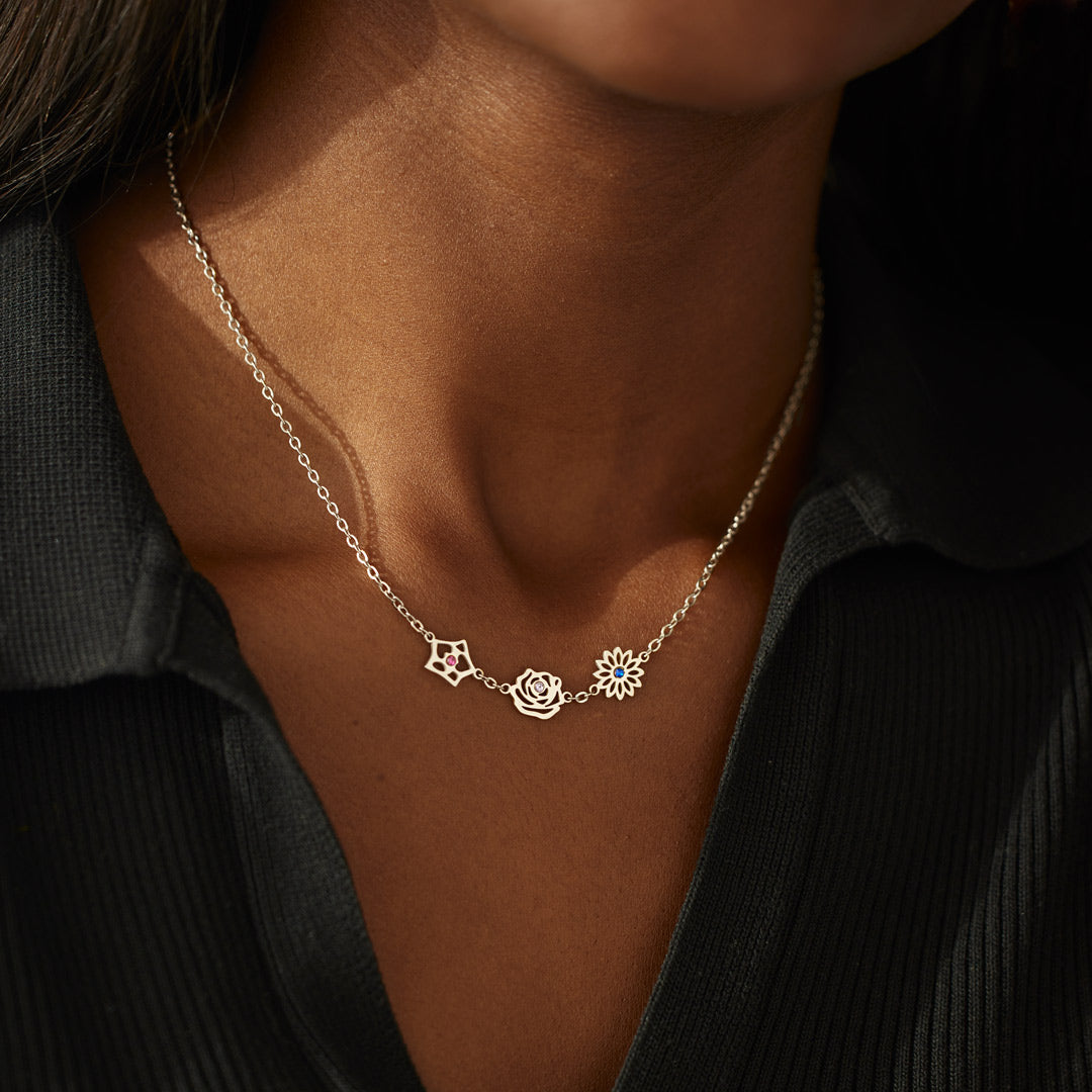 1-12 Birth Flower Necklace-Perfect Gift for Mom/Wife