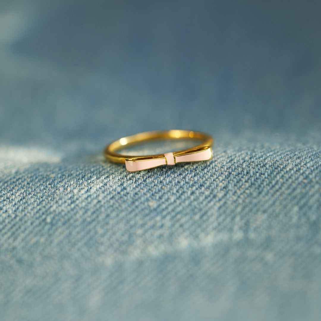 Pink Enamel Bow Ring-Gifts For Girls, Rings For Women