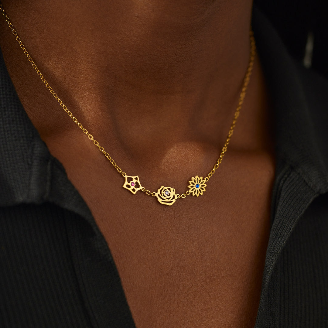 1-12 Birth Flower Necklace-Perfect Gift for Mom/Wife