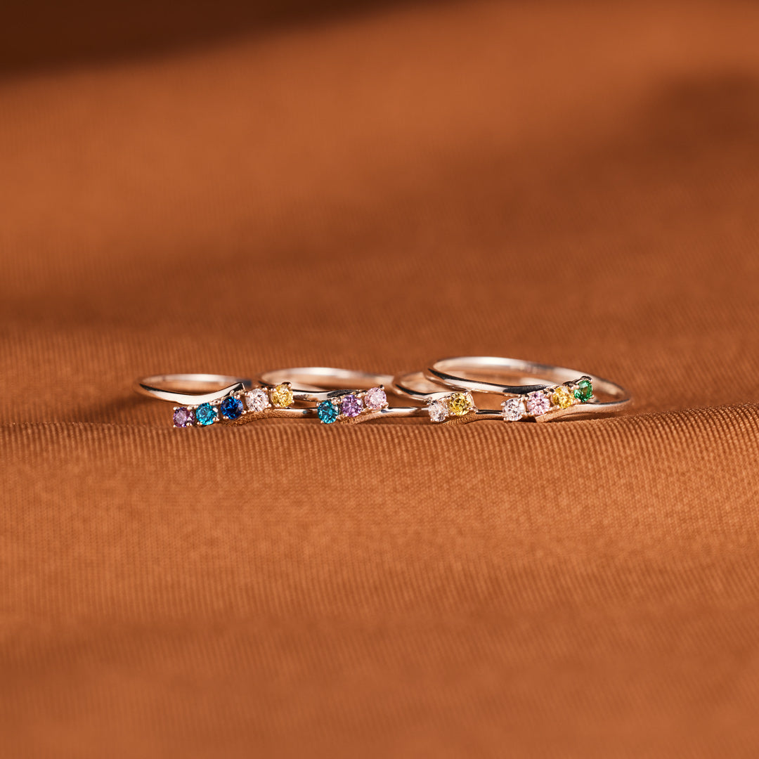 Personalized 1-6 Birthstones Bypass Ring