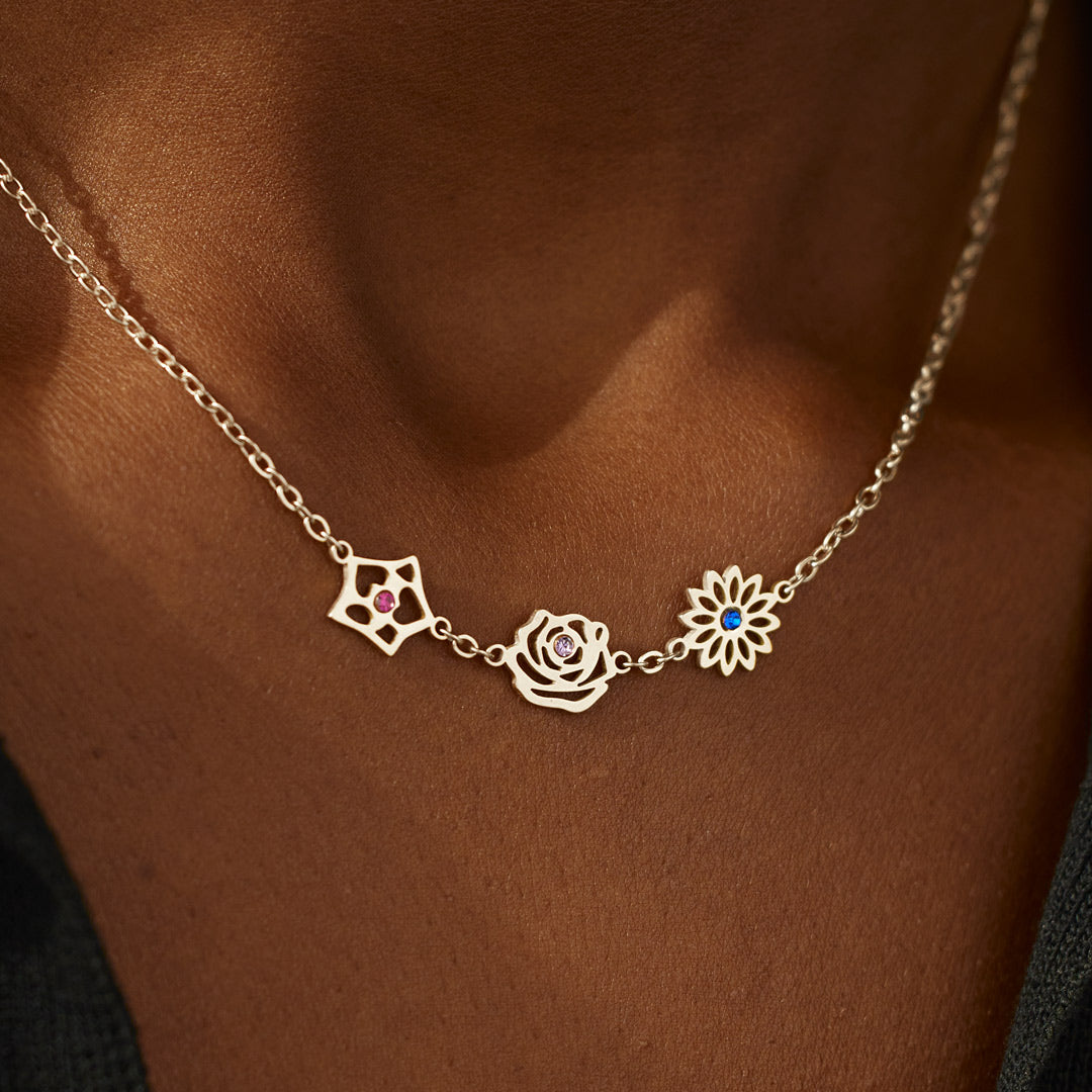 1-12 Birth Flower Necklace-Perfect Gift for Mom/Wife