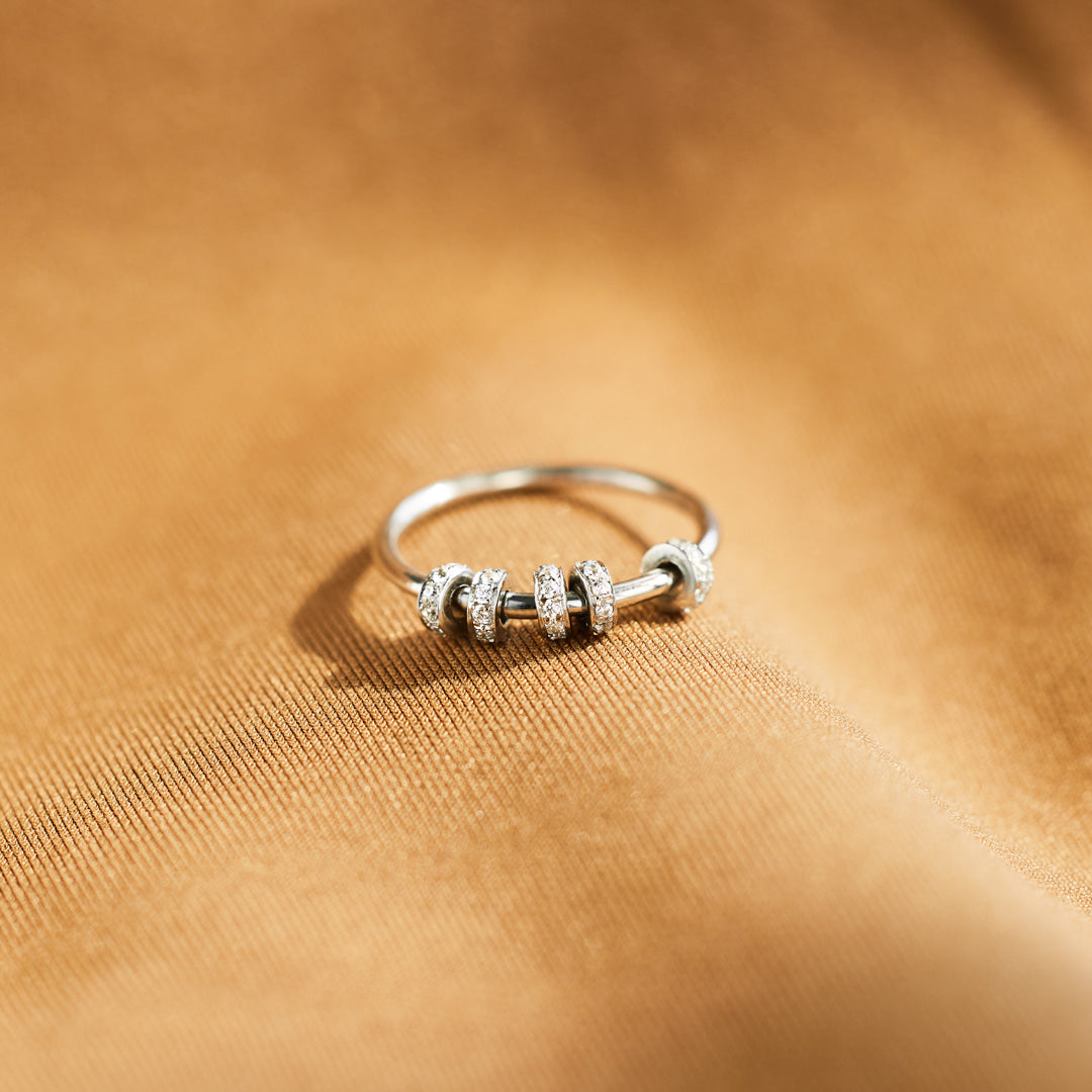 Sterling Silver Spinner Fidget Ring, Anxiety Ring For Women