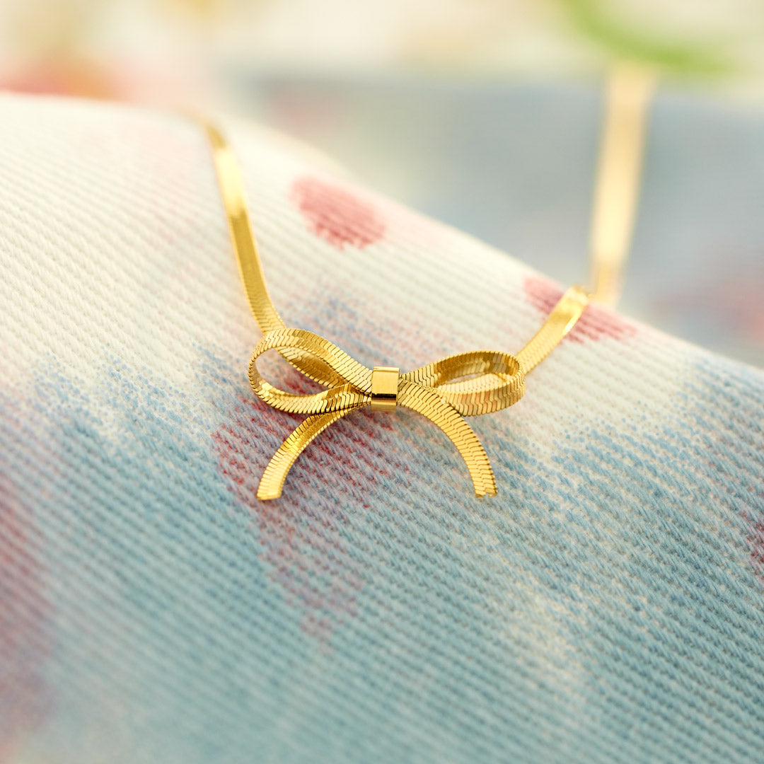 Bow Tie Herringbone Necklace