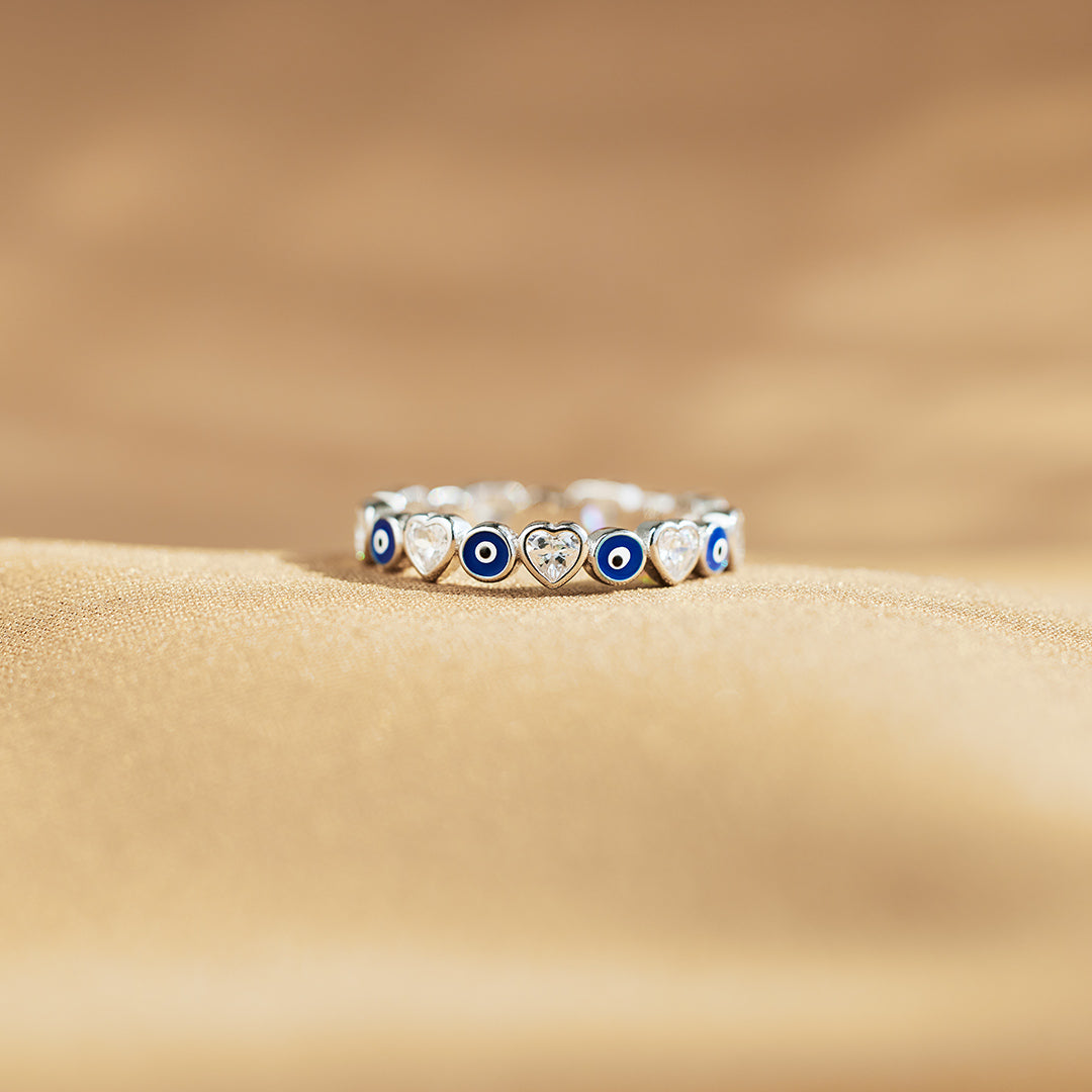 Protection Heart&Evil Eye Ring Band