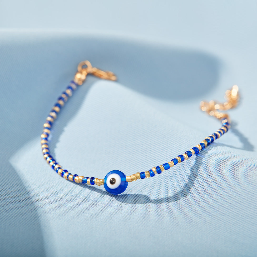 Evil Eye Beaded Metal Bracelet