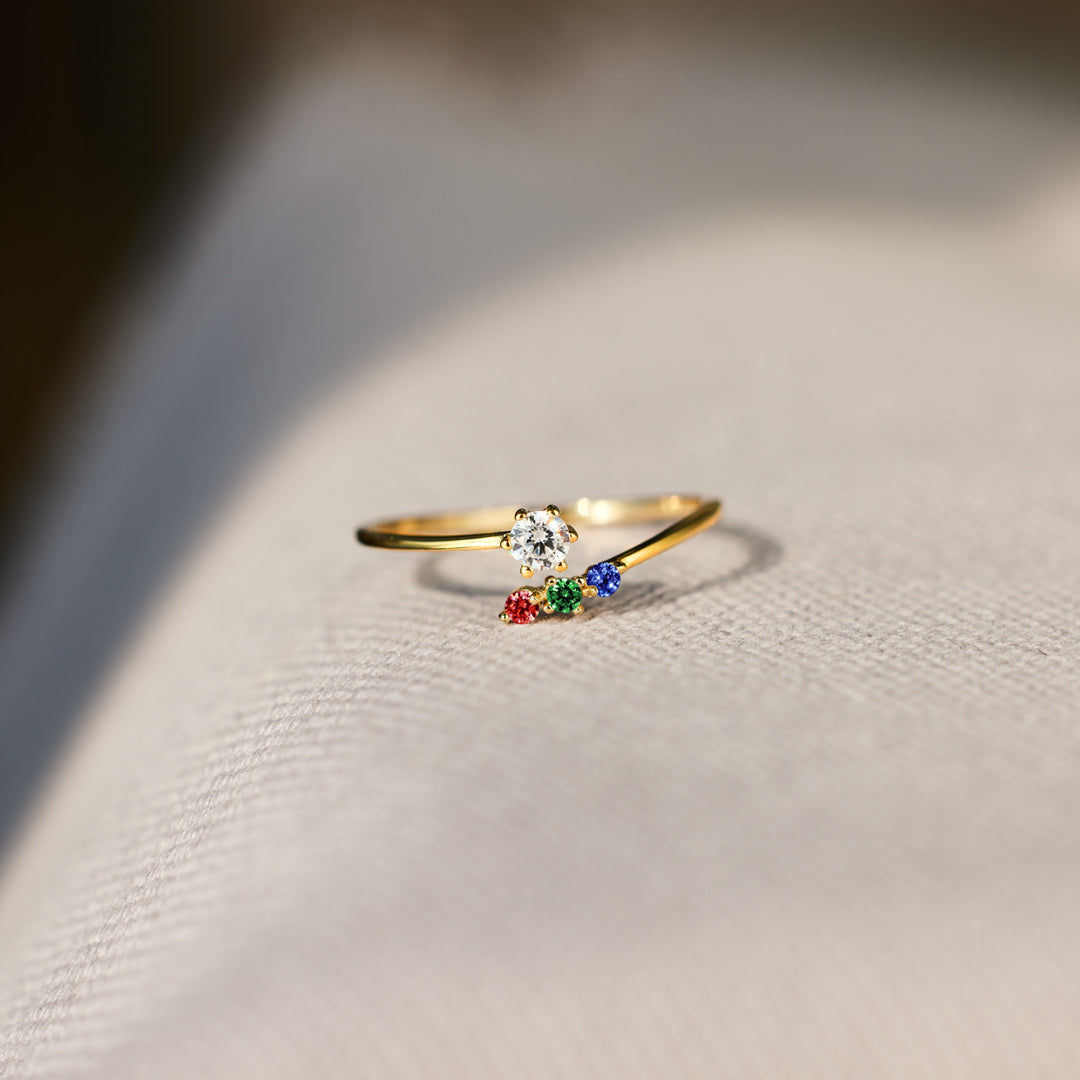 Mom And 1-5 Kids Birthstones Open Wrap Ring