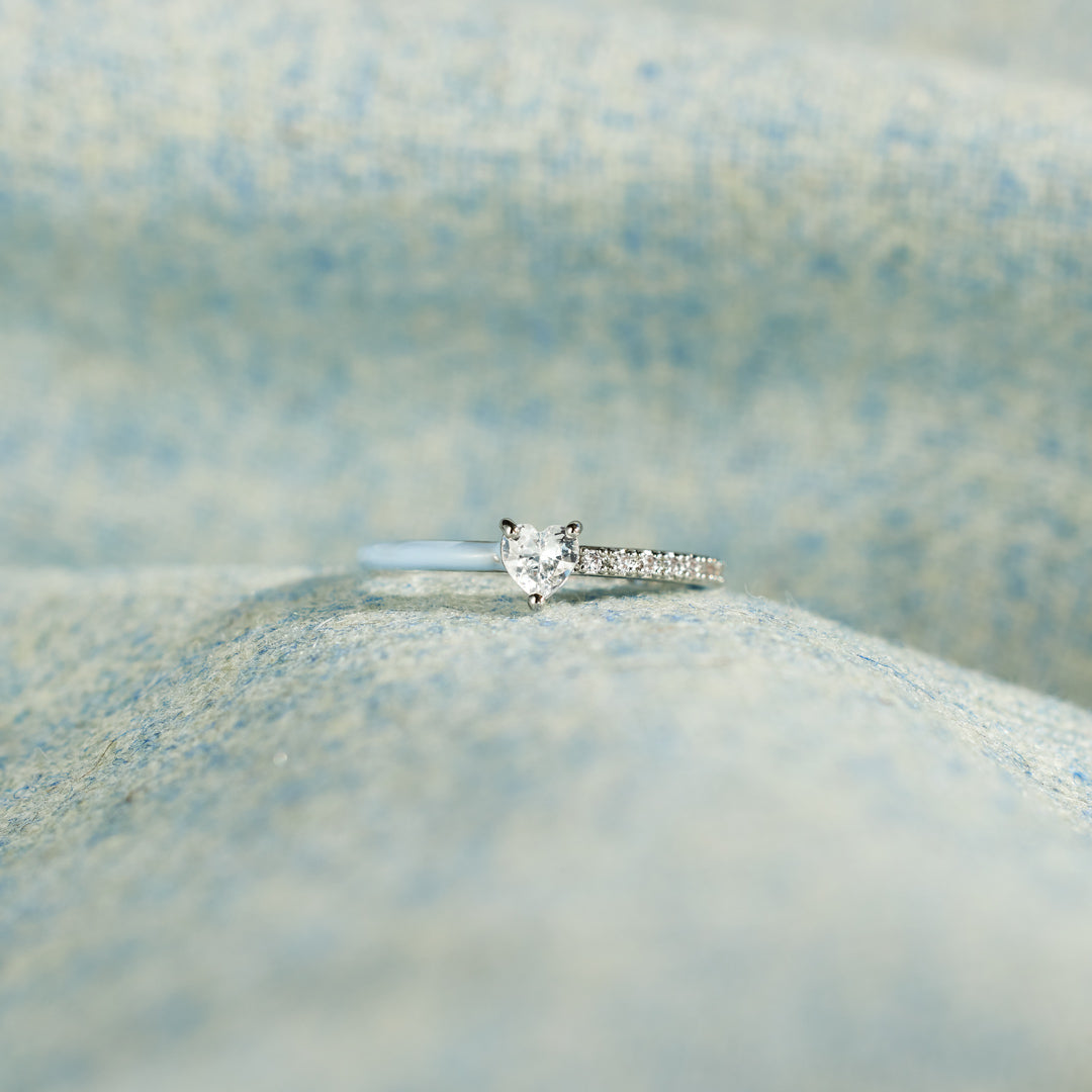 Not Perfect But Loyal Heart-Cut Half Enamel Ring