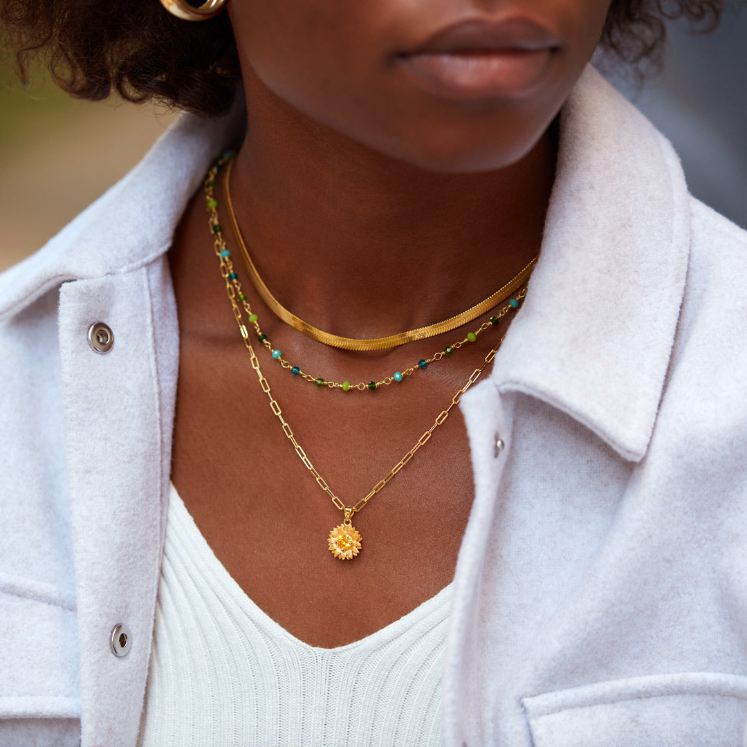 Sunflower Triple Layered Necklace Set