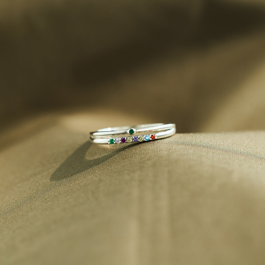 2-9 Birthstones Double Row Ring
