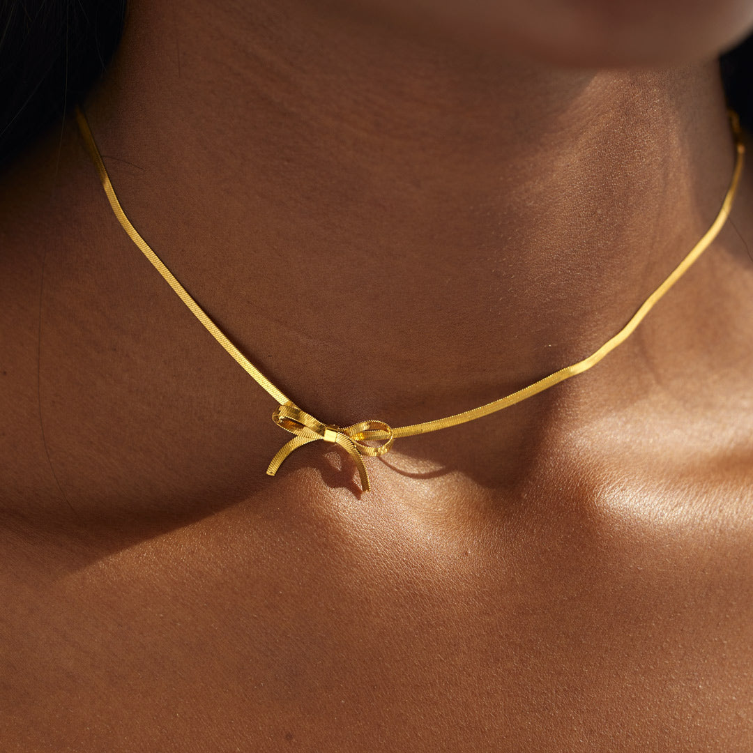 Bow Tie Herringbone Necklace