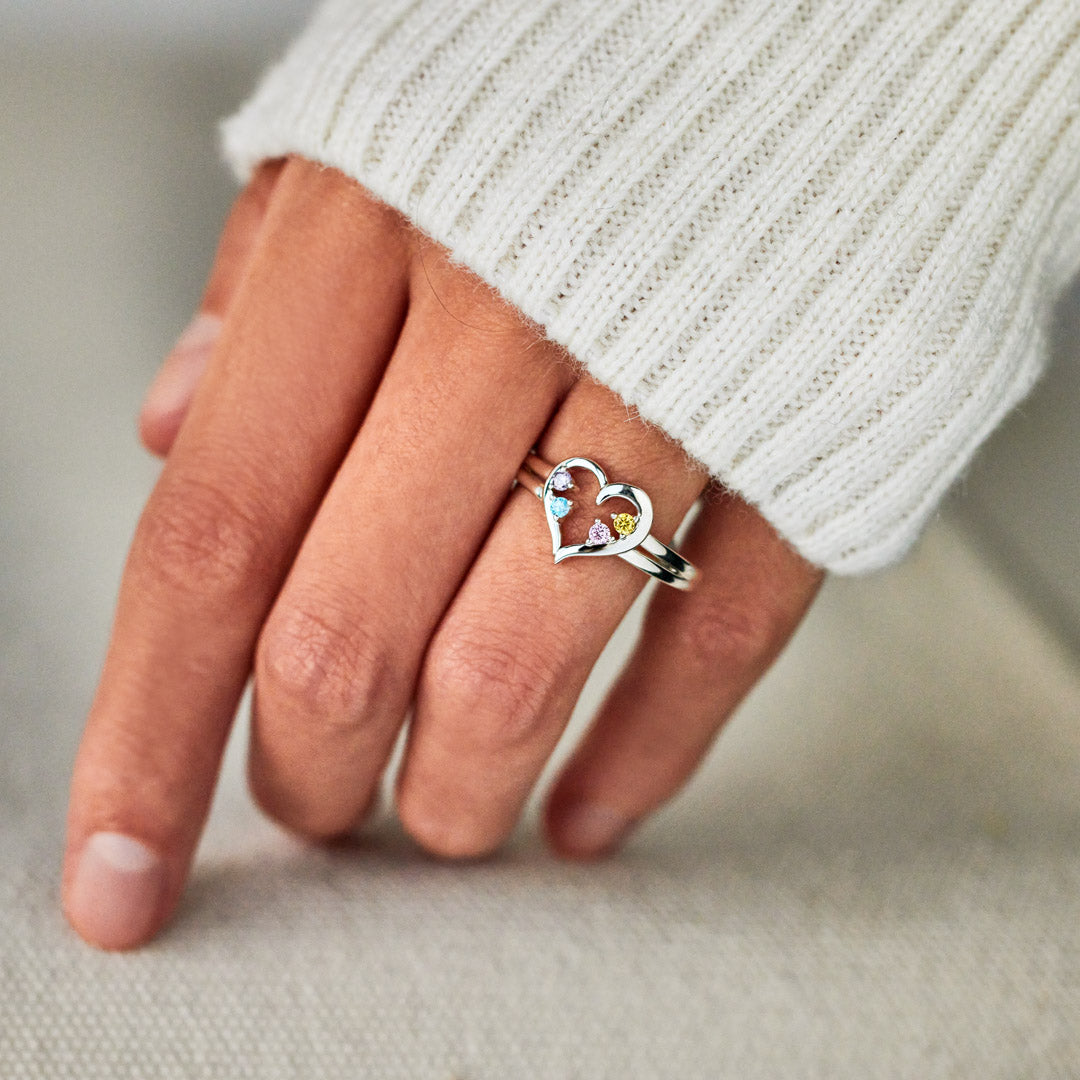1-8 Birthstones Heart Ring