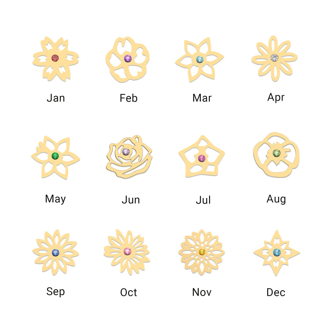 Nana's Valentines 1-8 Birth Flowers Leather Bracelet