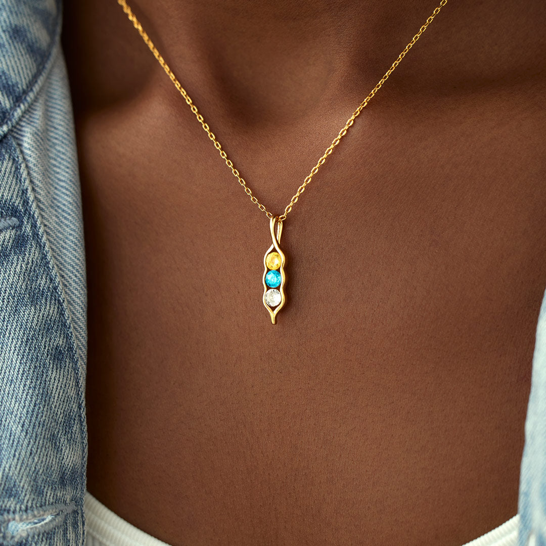 Peas in a Pod 2-6 Birthstone Pea Pod Necklace