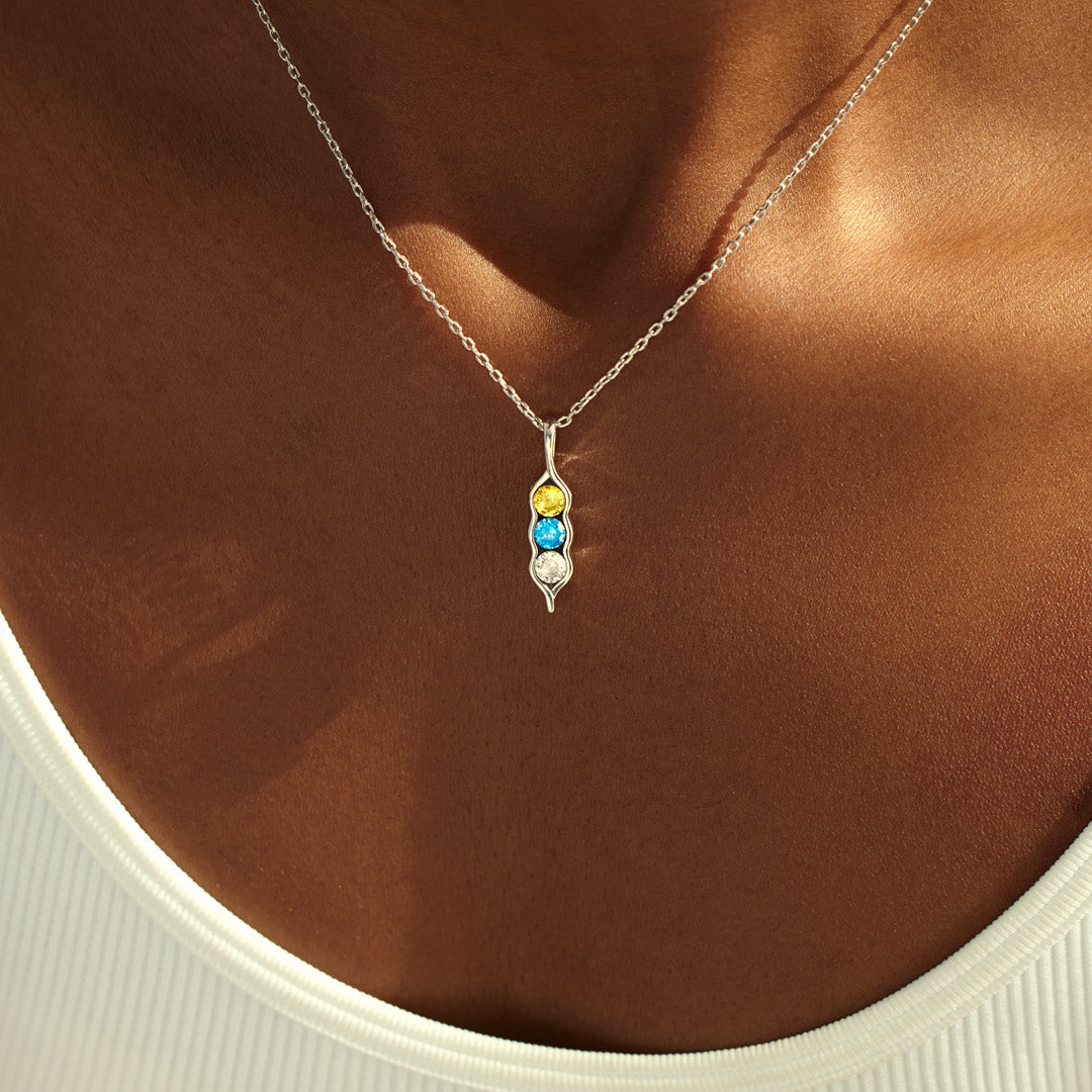 Peas in a Pod 2-6 Birthstone Pea Pod Necklace