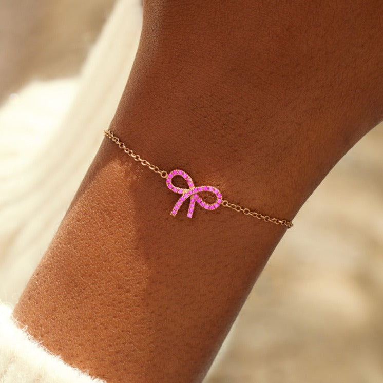 Pixie Pink Pavé Bow Bracelet