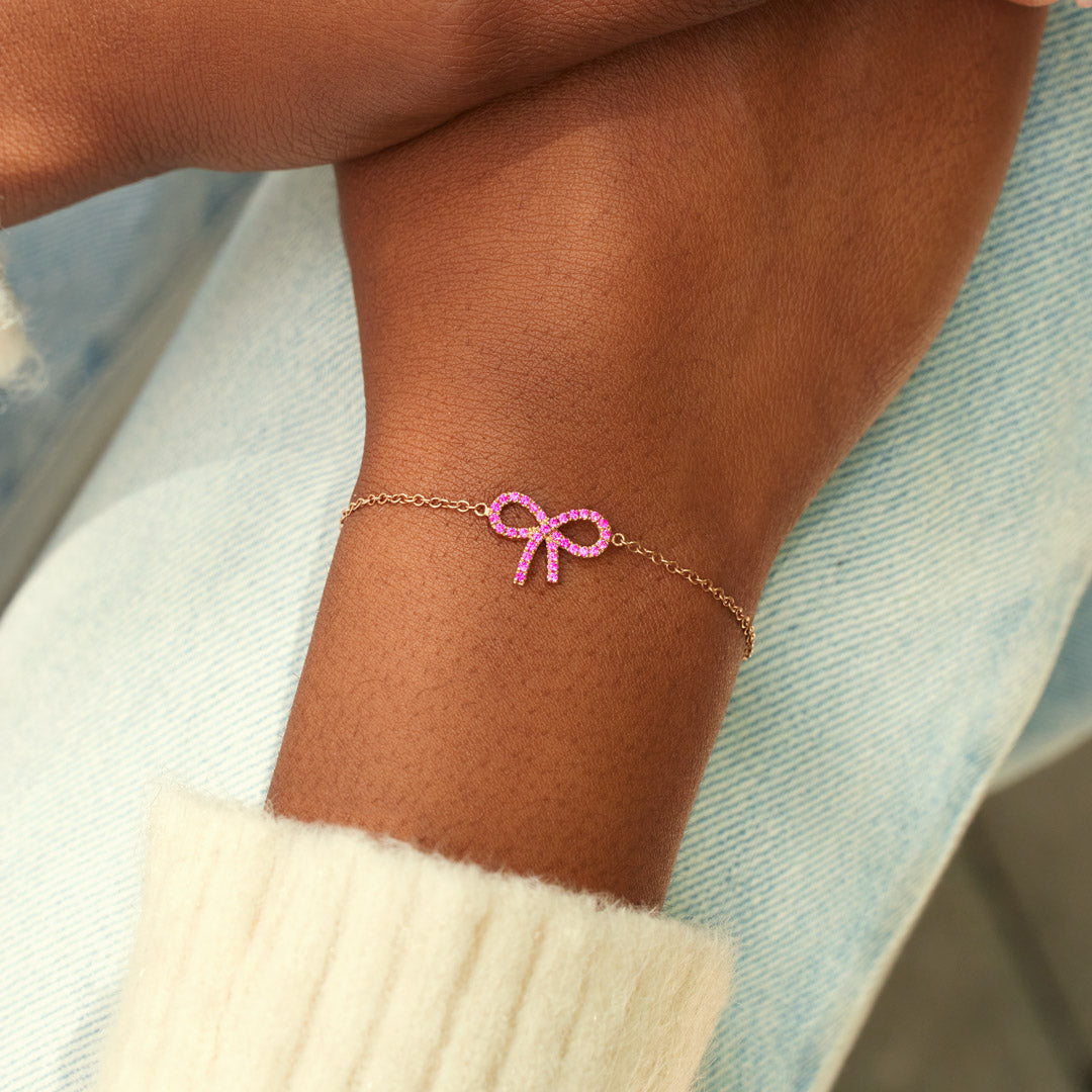 Pixie Pink Pavé Bow Bracelet