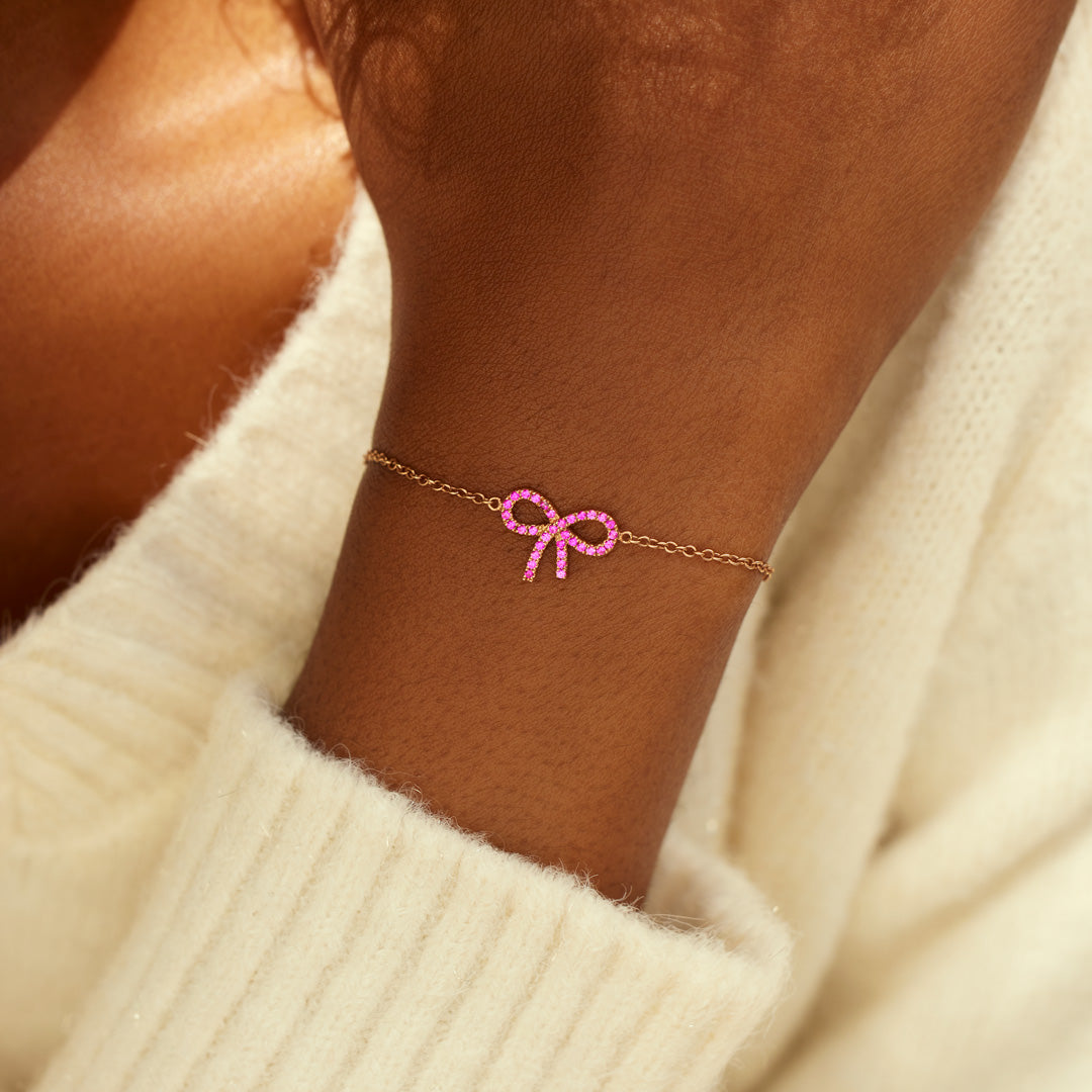 Pixie Pink Pavé Bow Bracelet
