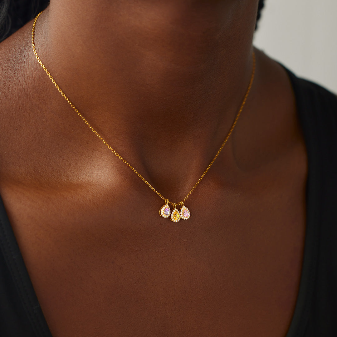 1-14 Tear Drop Birthstone Necklace