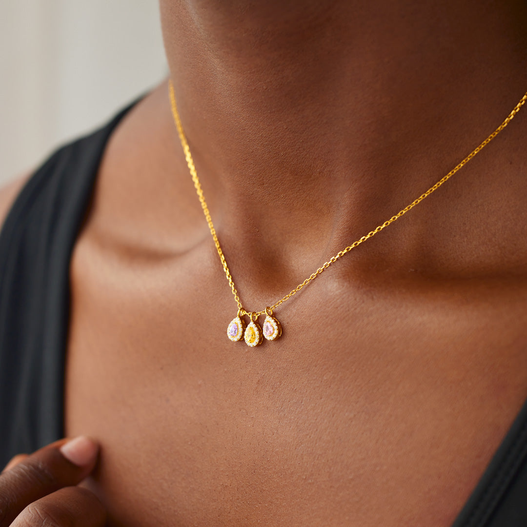 1-14 Tear Drop Birthstone Necklace