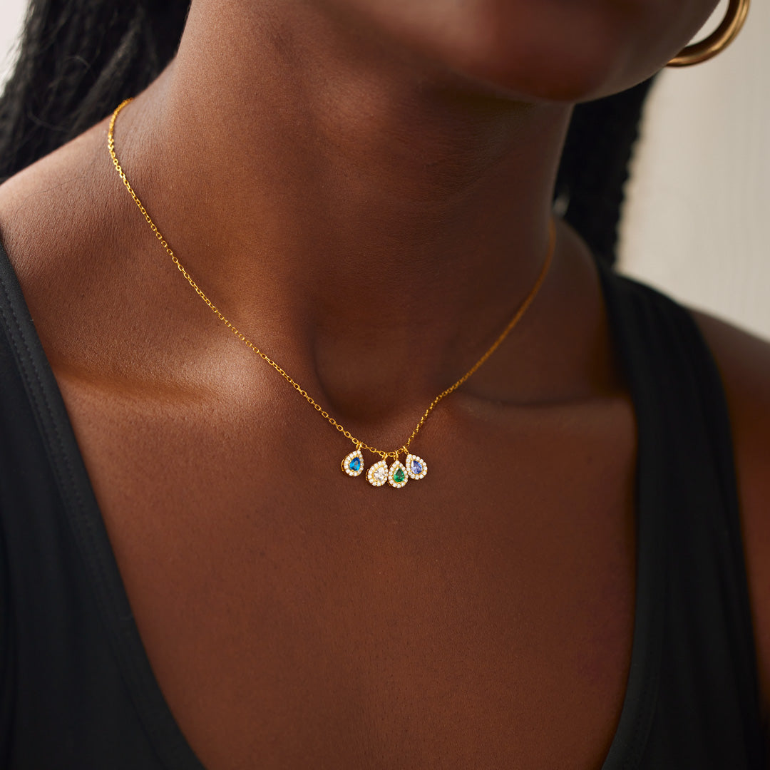 1-14 Tear Drop Birthstone Necklace