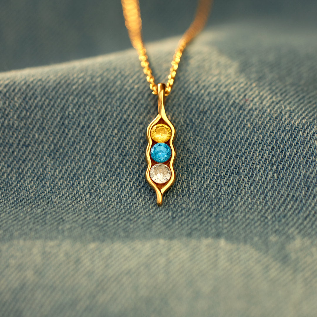 Peas in a Pod 2-6 Birthstone Pea Pod Necklace