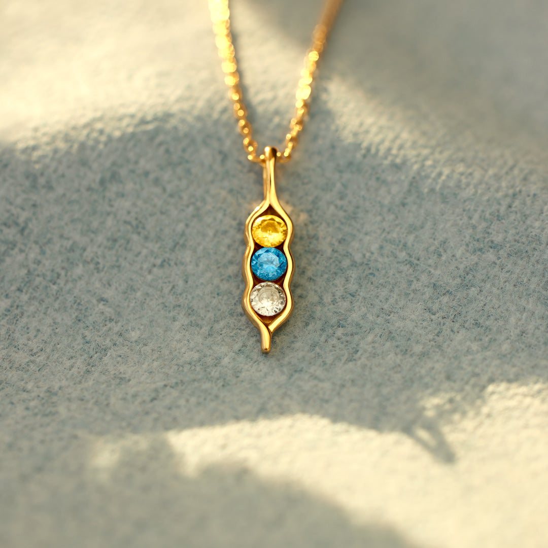 Peas in a Pod 2-6 Birthstone Pea Pod Necklace