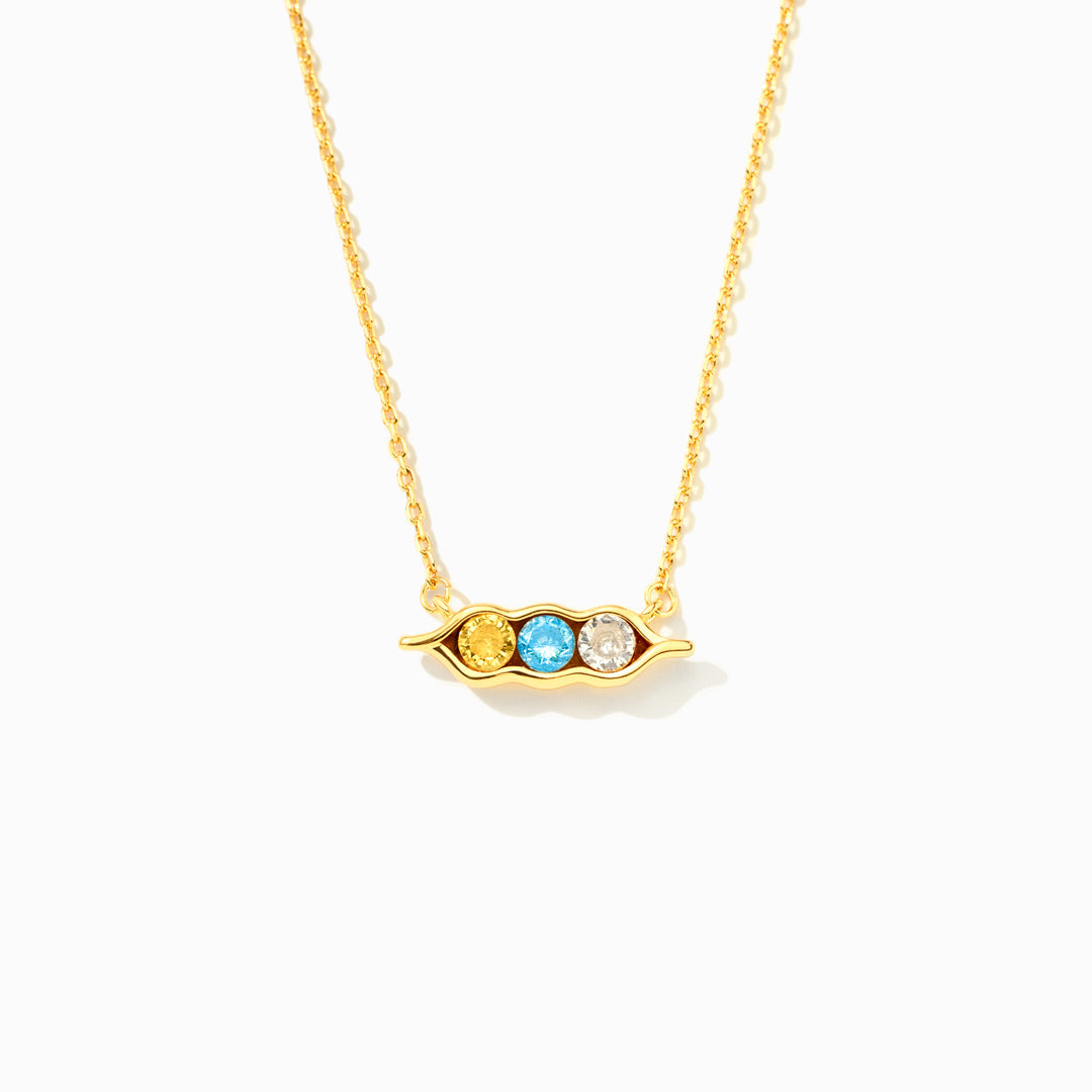 Peas in a Pod 2-6 Birthstones Pea Pod Horizontal Necklace