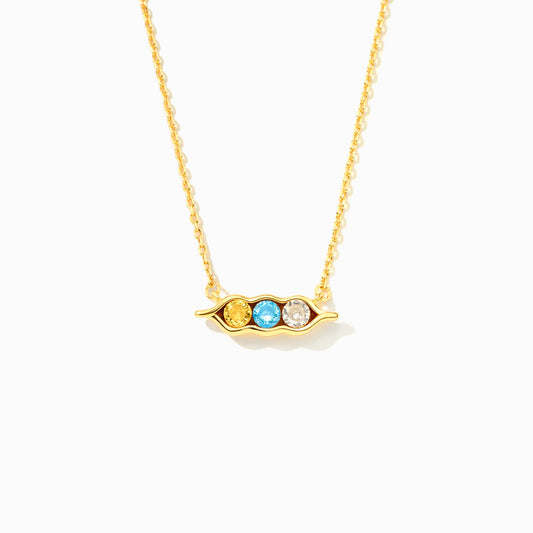 Peas in a Pod 2-6 Birthstones Pea Pod Horizontal Necklace