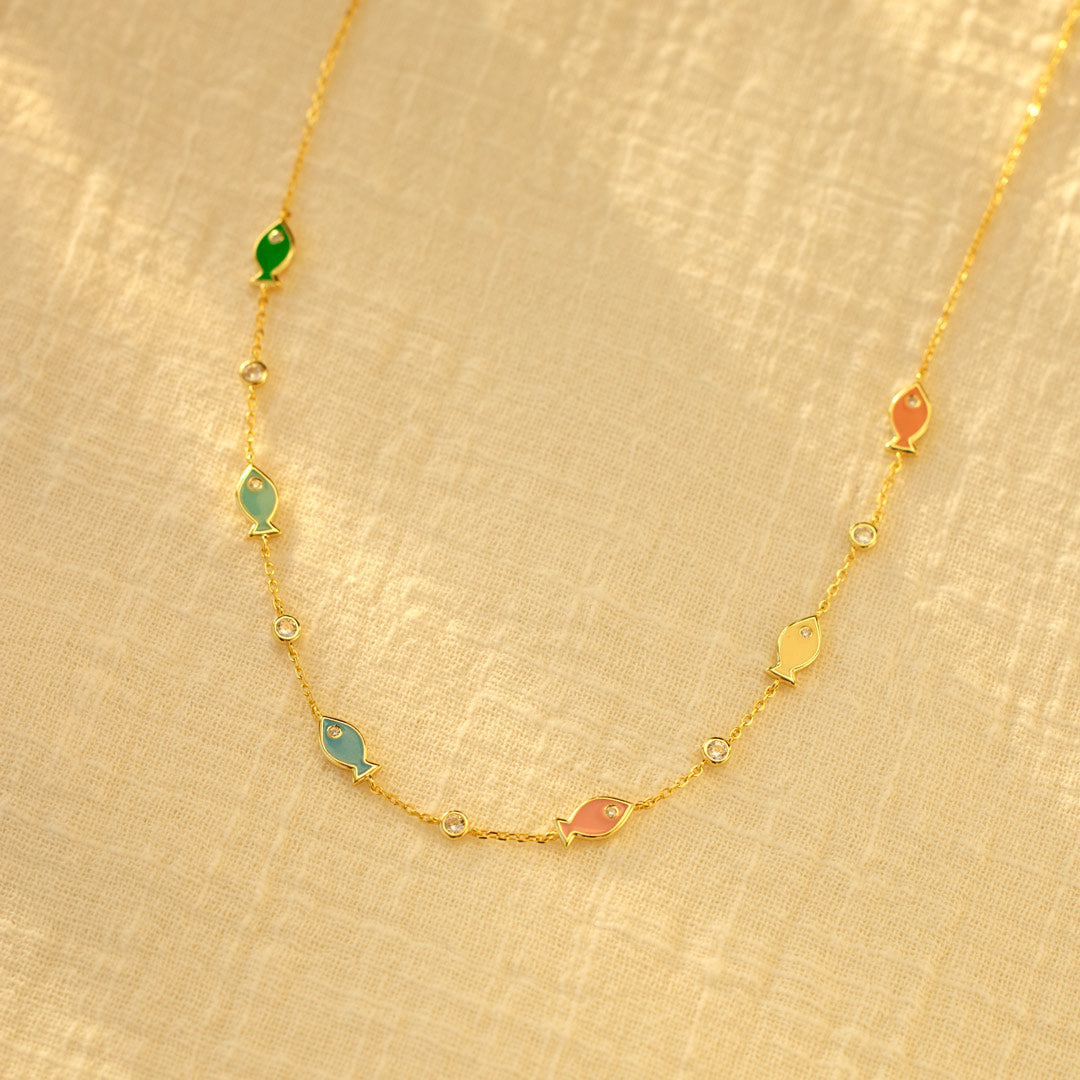 Multihued Fish Necklace