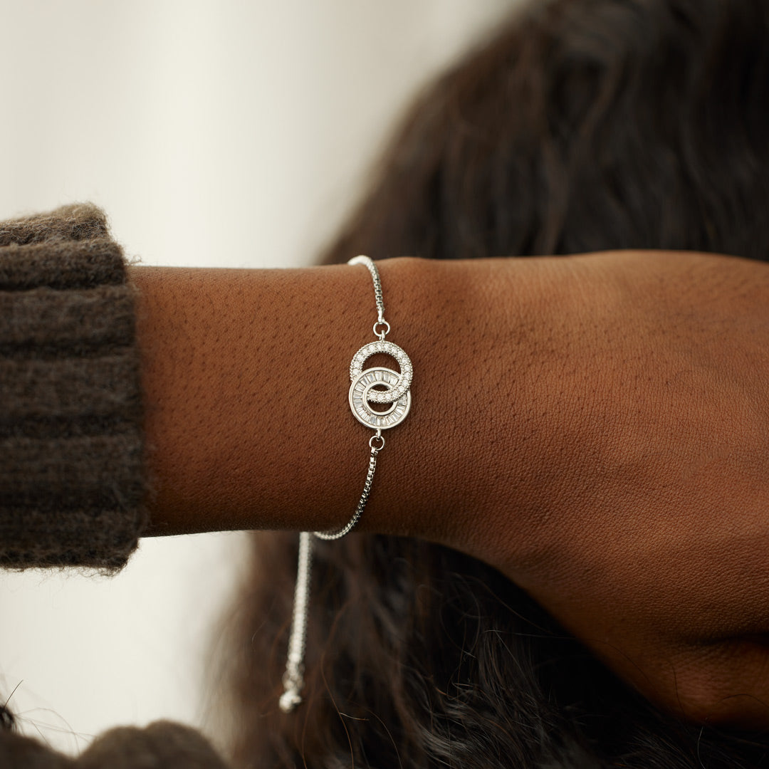 Linked From the Heart Pave Interlocking Circles Bracelet