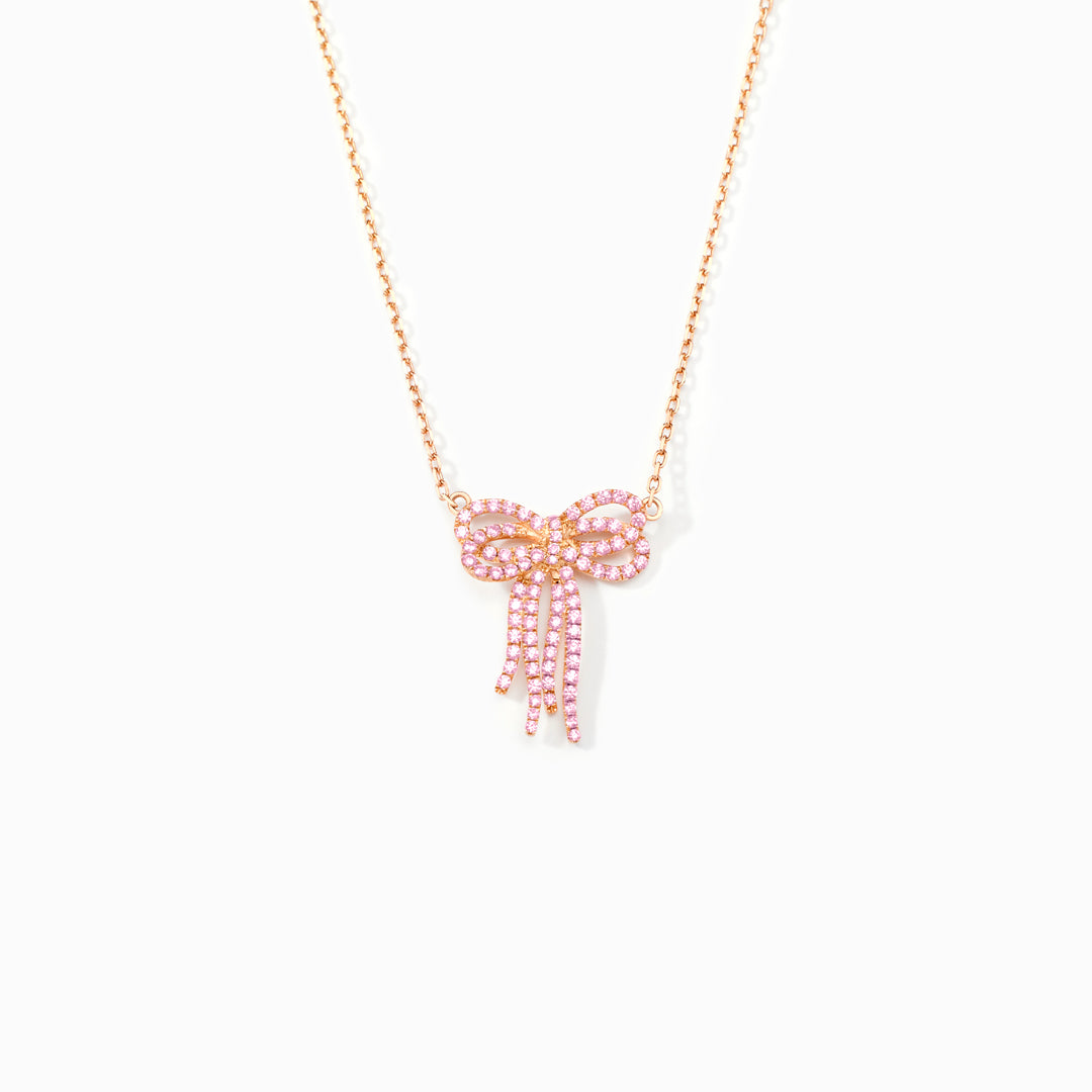 Fable Tassel Pink Bow Necklace