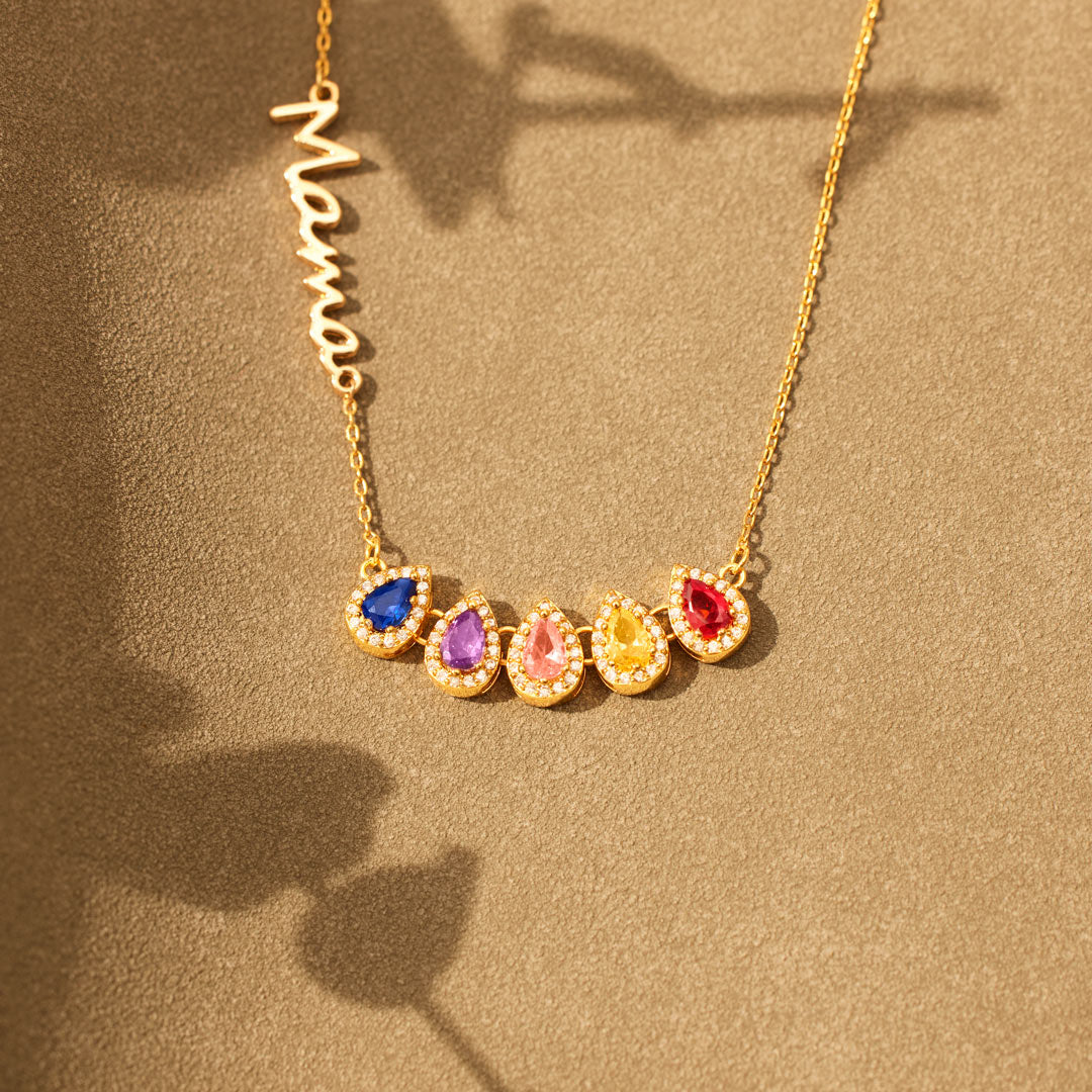 Tears Of Joy 1-14 Teardrop Birthstone Mama/Nana Necklace
