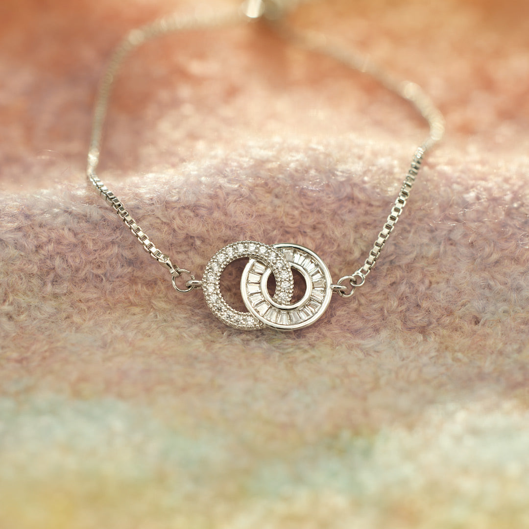 Linked From the Heart Pave Interlocking Circles Bracelet