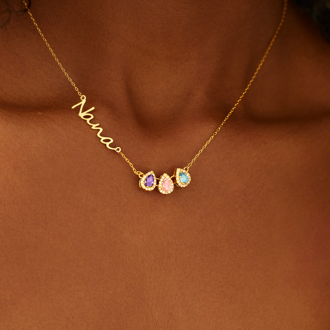 Tears Of Joy 1-14 Teardrop Birthstone Mama/Nana Necklace