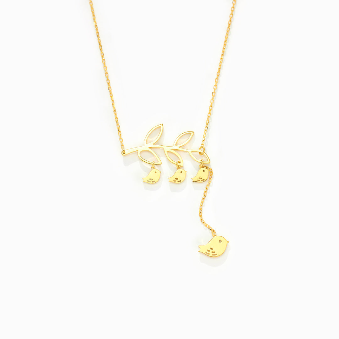 1-6 Baby Birds On A Branch Necklace