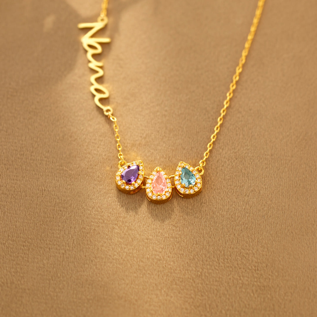 Tears Of Joy 1-14 Teardrop Birthstone Mama/Nana Necklace