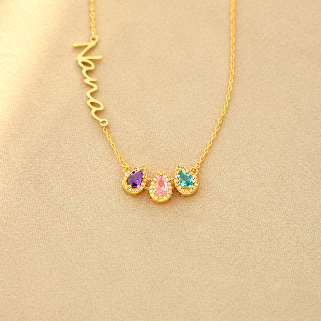 Tears Of Joy 1-14 Teardrop Birthstone Mama/Nana Necklace