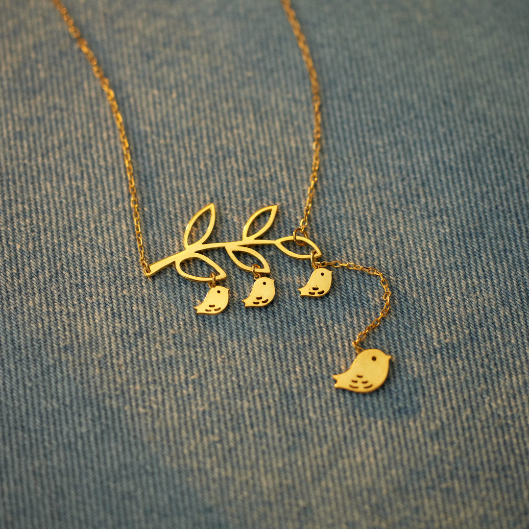 1-6 Baby Birds On A Branch Necklace