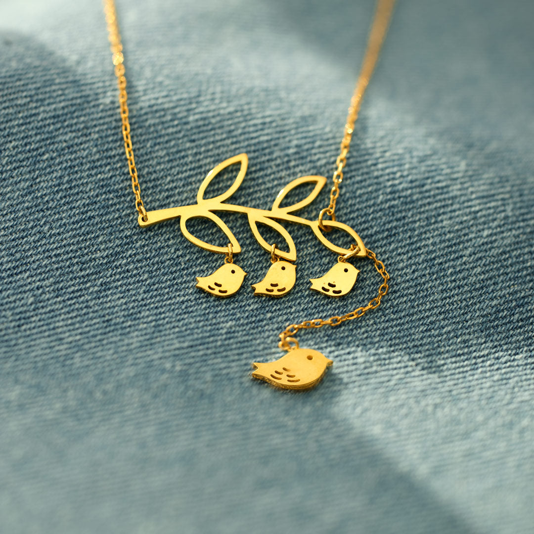 1-6 Baby Birds On A Branch Necklace