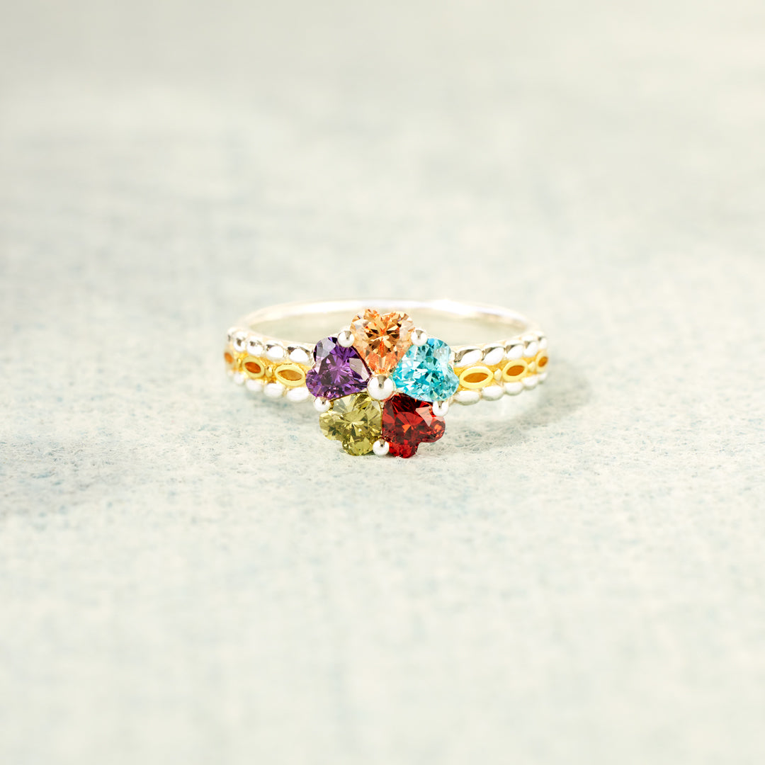 1-5 Birthstones Heart Two Tone Ring
