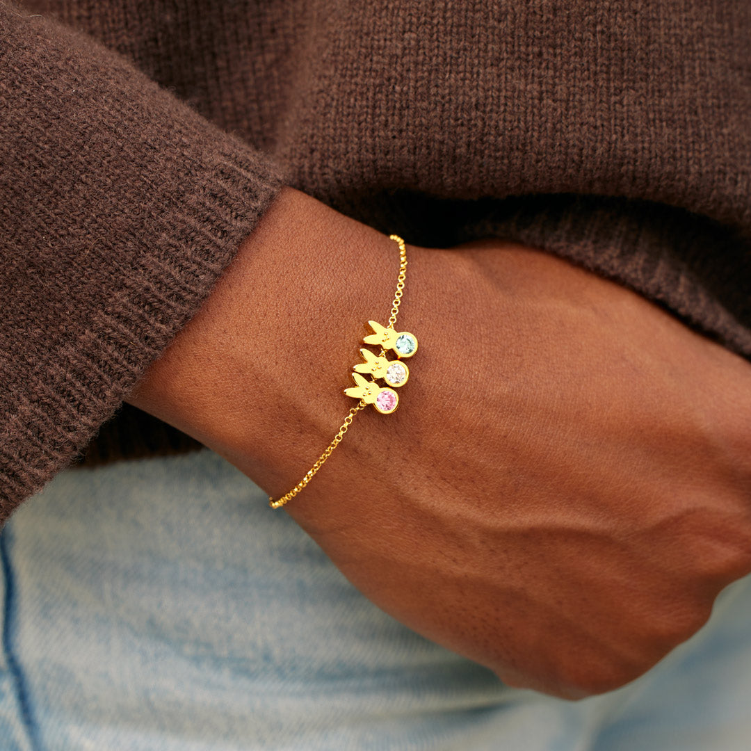 Nana's Little Bunnies 1-14 Birthstones Bunny Bracelet