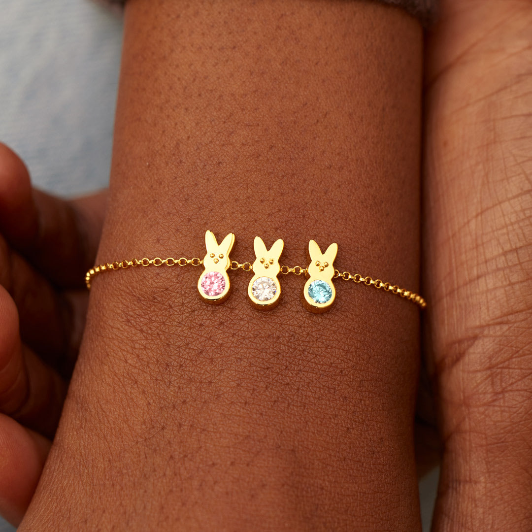 Nana's Little Bunnies 1-14 Birthstones Bunny Bracelet
