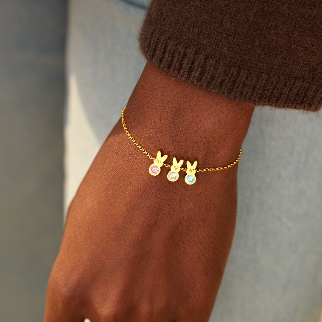 Nana's Little Bunnies 1-14 Birthstones Bunny Bracelet