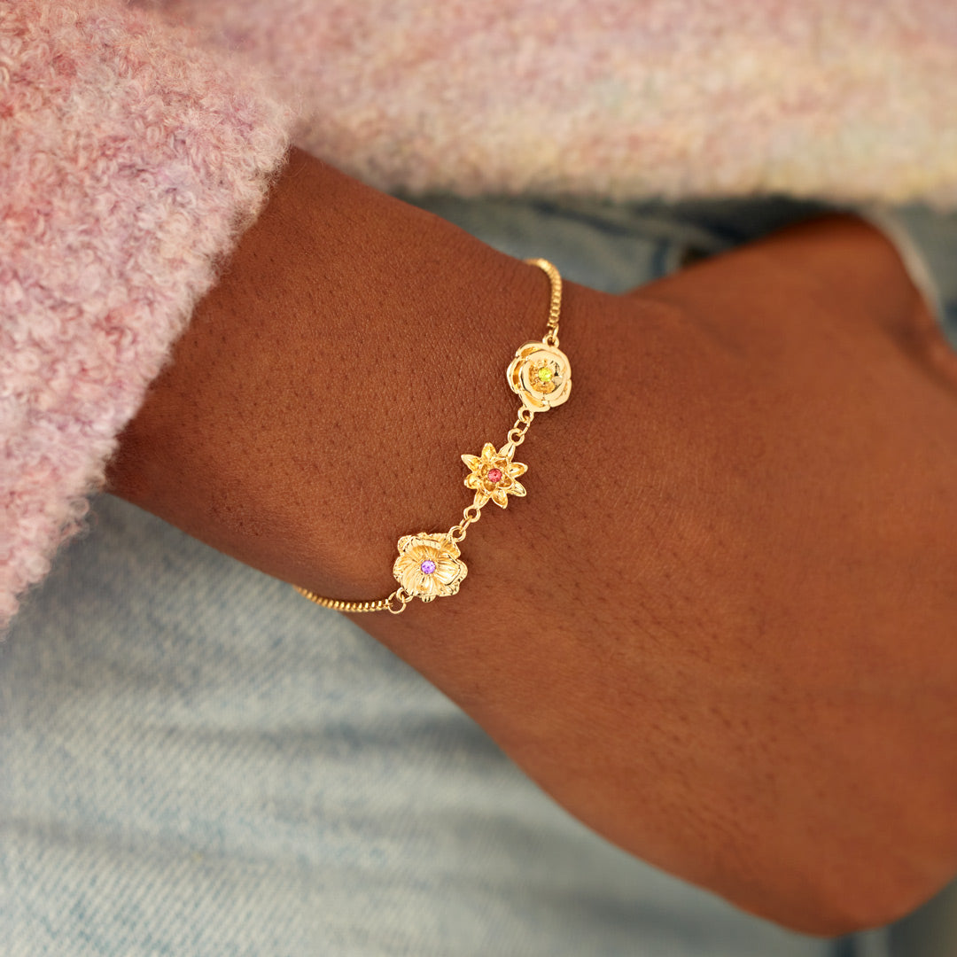 For Sisters 1-10 Three-Dimensional Birth Flowers Bracelet
