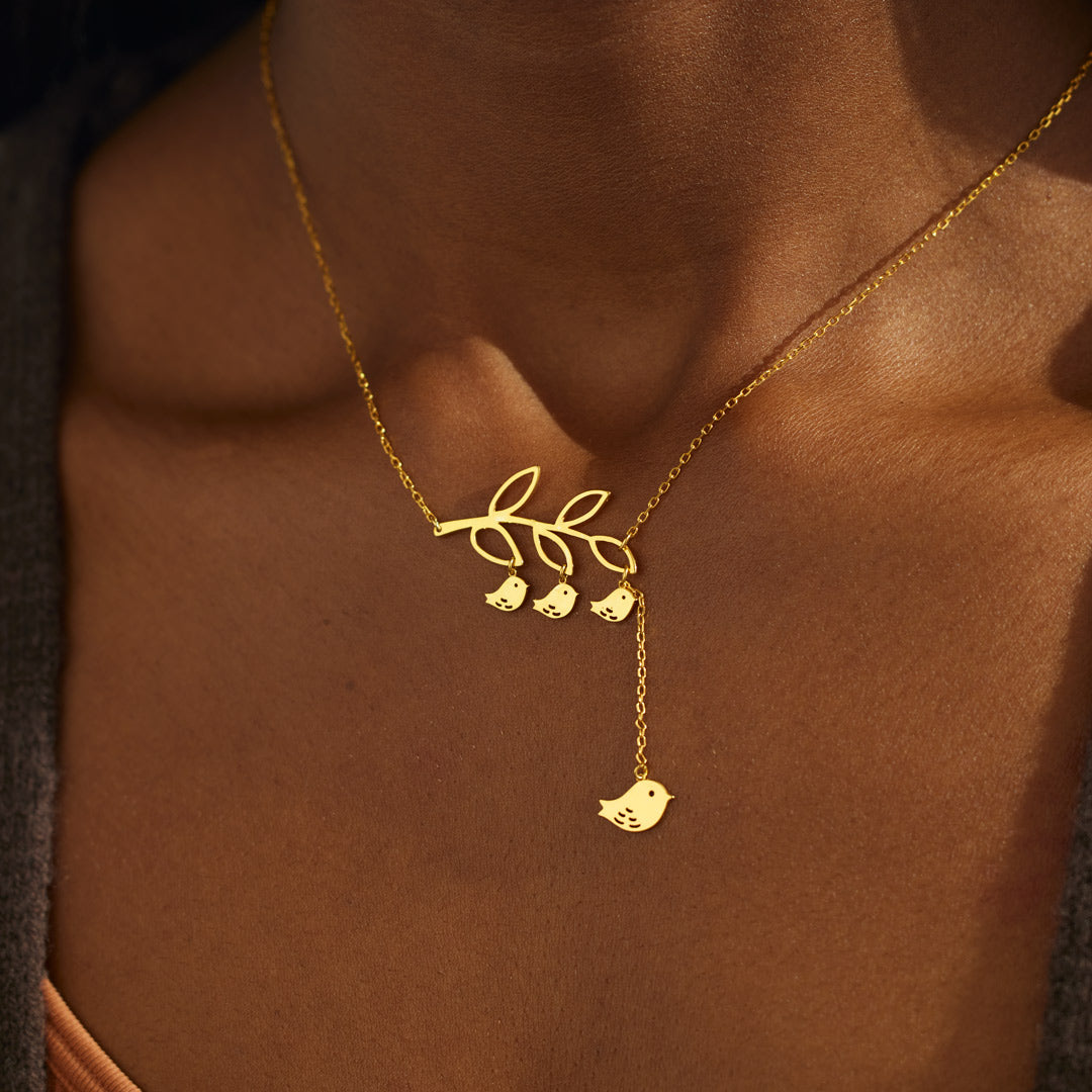 1-6 Baby Birds On A Branch Necklace