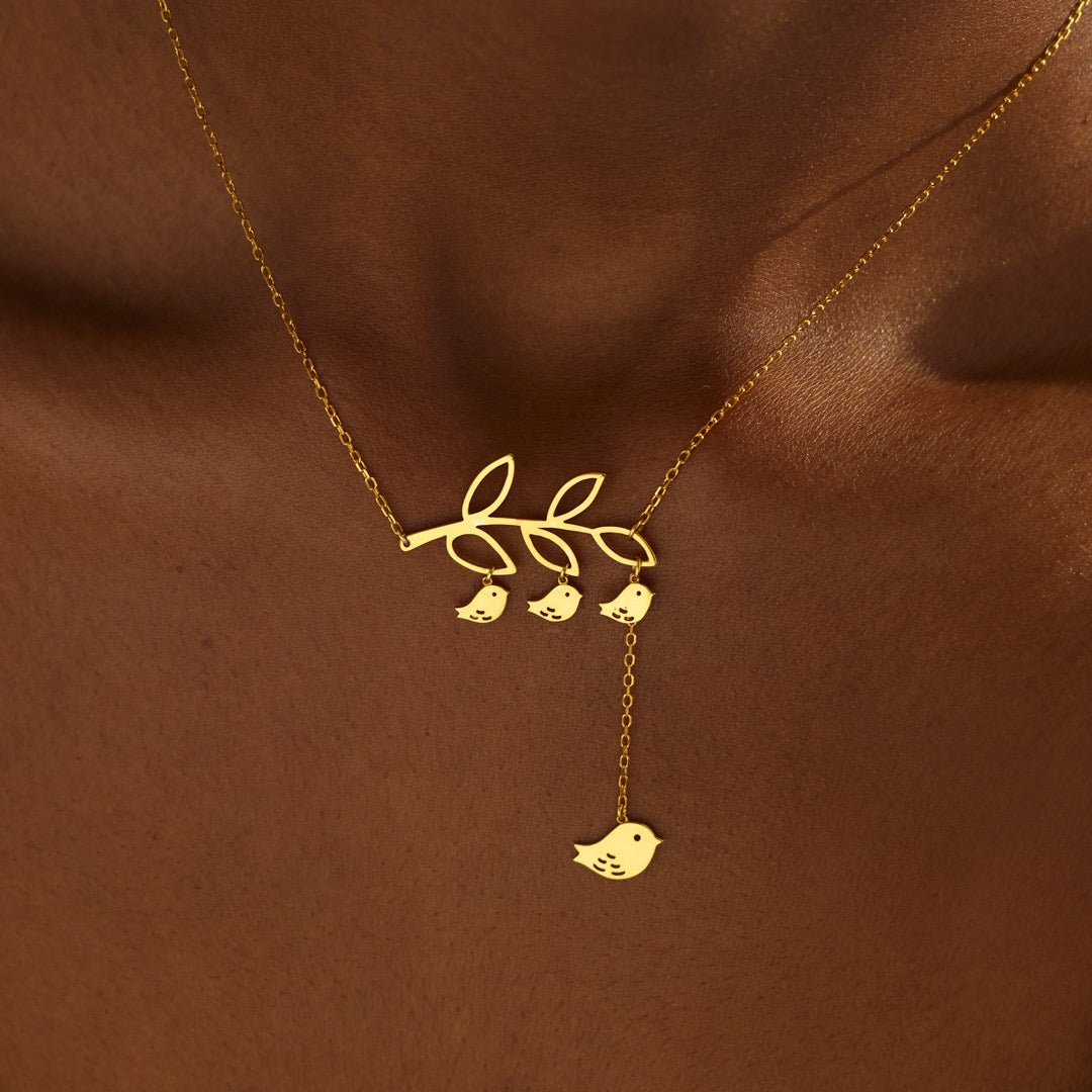 1-6 Baby Birds On A Branch Necklace