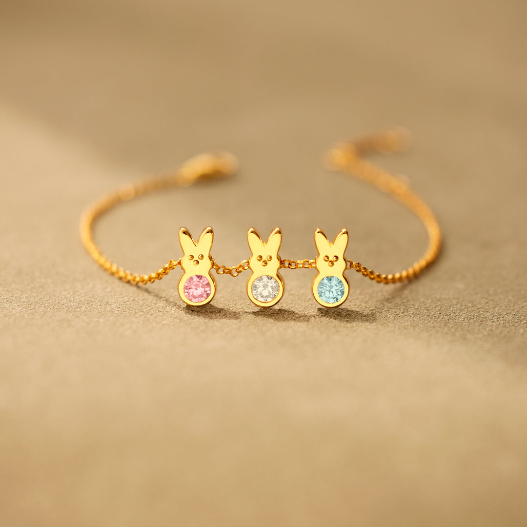 Nana's Little Bunnies 1-14 Birthstones Bunny Bracelet