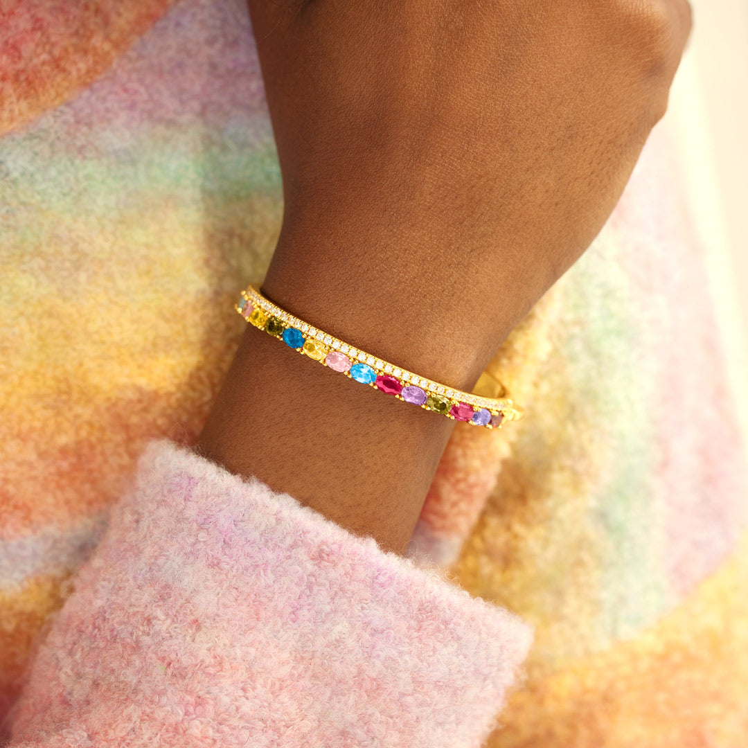 Beautiful Family 1-14 Oval Birthstone Bangle